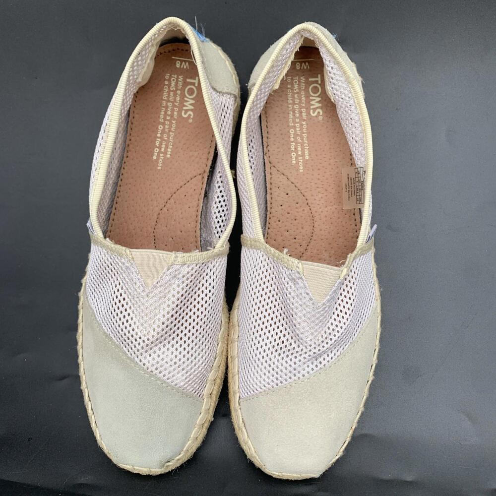 TOMS White Cotton Canvas Shoes Womens 8